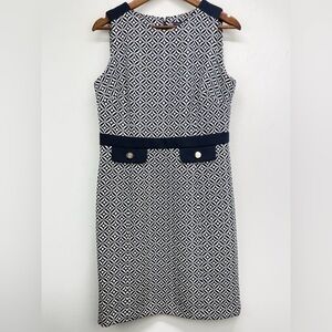 Tommy Hilfiger size 8 Women’s Blue White Geometric Sleeveless Sheath Dress NWT